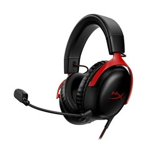 lot 204 image: HyperX Cloud III   Wired Gaming Headset, PC, PS5, Xbox Series XS, Angled 53mm Drivers, DTS Spatial Audio, Memory Foam, Durable Frame, Ultra-Clear 10mm Mic, USB-C, USB-A, 3.5mm   BlackRed