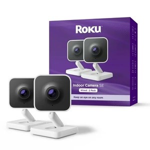 lot 334 image: Roku Indoor Camera SE - Home Security - 2-Pack - Wired Security Camera with 1080p HD & Wi-Fi 6