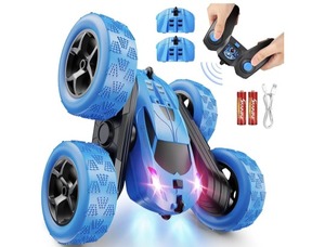 lot 444 image: Remote Control Car, RC Cars Toys for Kids Ages 6-12, 4WD Stunt Car with LED Lights & 360  Flips, 2.4GHz, Upgraded USB-C Modular Batteries, 8-10 Year Old Boys Birthday Gift 1-Blue