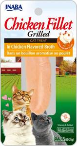 lot 449 image: INABA Premium Hand-Cut Grilled Chicken Fillet Cat Treats W Vitamin E 0.9 Oz Chicken Broth 6 PACK