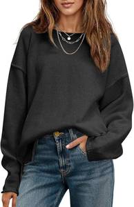 lot 491 image: Saodimallsu Womens Oversized Crew Neck Sweaters Long Sleeve Slouchy Knit Fall Casual Loose Side Split Pullover Tops SIZE S