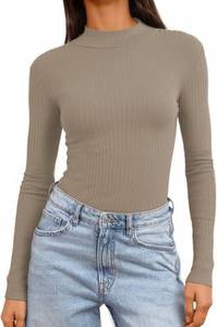 lot 524 image: Jar of Love Womens Long Sleeve Shirts for Women Sexy Criss Cross V Neck Ribbed Slim Fit Fall Winter Tops SIZE L