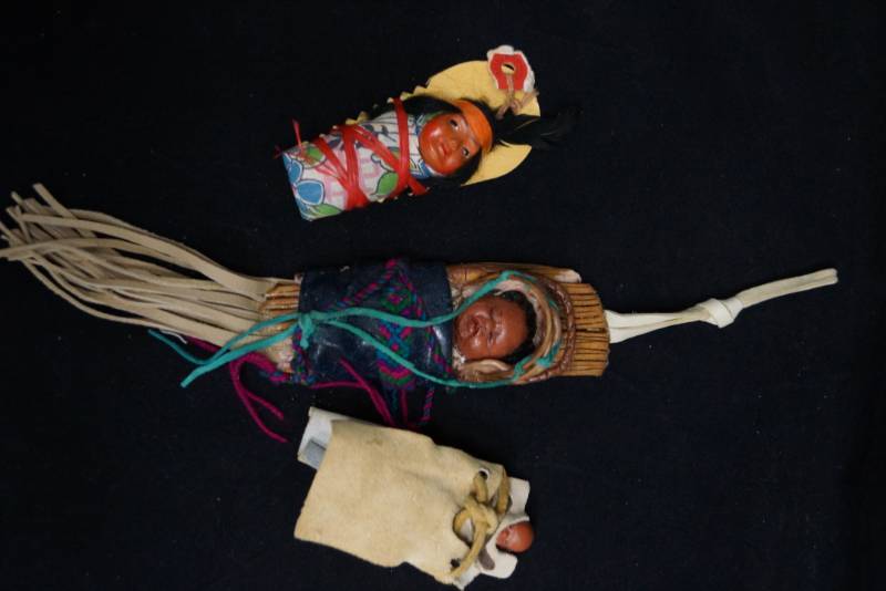 lot 495 image:  3 Vintage Native American Papoose Dolls 