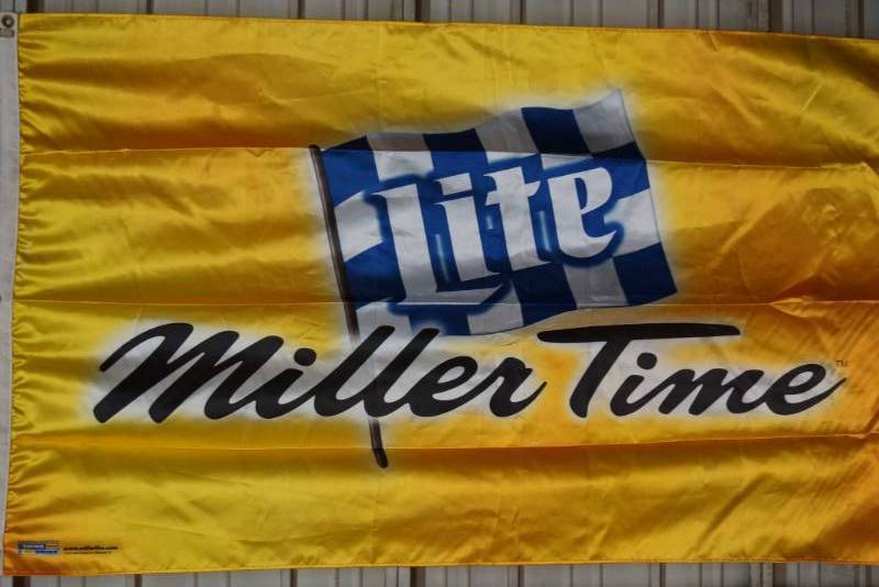 lot 528 image: COOL Large Miller Time Miller Lite Racing Flag