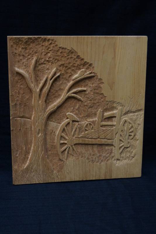 lot 551 image: Gorgeous Country Scene Hand Carved Picture