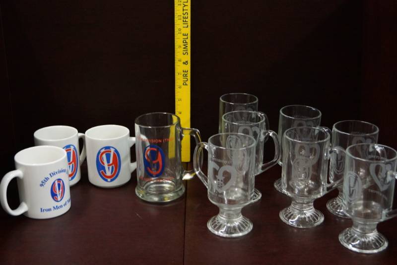 lot 110 image: Lot of 11  95th Infantry Division, IT & TNG (training) Mugs & Glasses