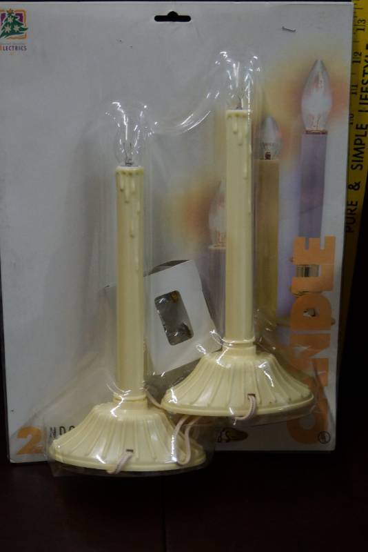 lot 141 image: 2 Ivory Indoor Candle Lamps - Spare C7 Bulbs Included