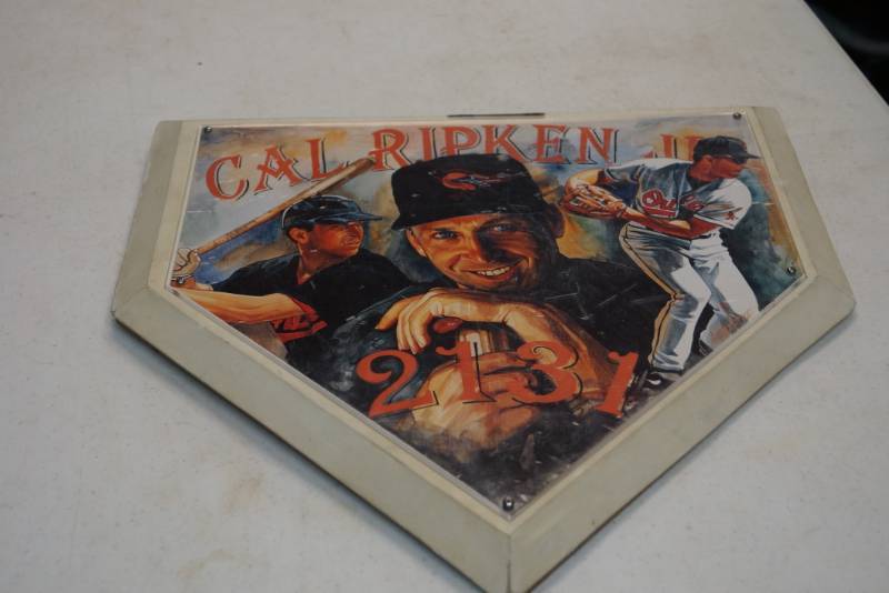 lot 72 image: Cal Ripken Commemorative Plaque Shaped Like Home Plate- Baseball Iron Man 