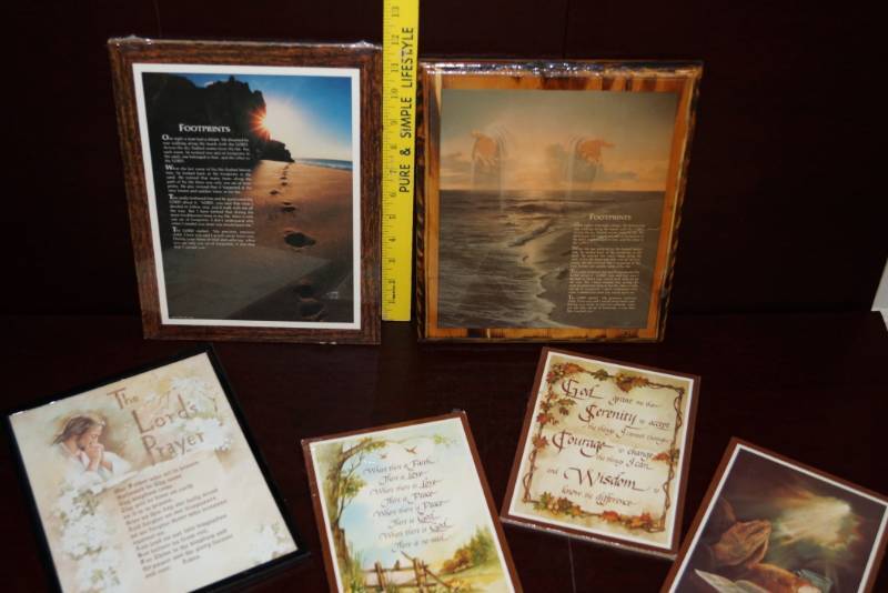 lot 186 image: Footprints- The Lords Prayer and Other Wall Hangings