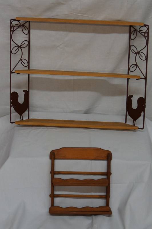 lot 595 image: 2 Hanging Wood Shelves