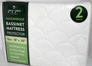 lot 300 image: Joey  Joan Waterproof Bassinet Mattress Pad Cover 19 x 32 for Cowiewie Bedside Sleeper Bassinet Sheets   Made from Ultra Soft Bamboo Viscose Terry   2 Pack