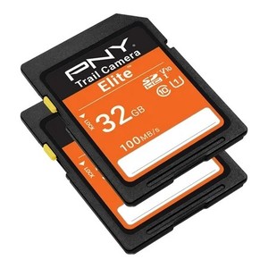 lot 324 image: PNY 32GB Elite Class 10 U1 V10 SDHC Trail Camera Flash Card - Read up to 100MBs, UHS-I, HD Outdoor & Wildlife Content, 2-Pack (Packaging May Vary)