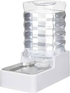 lot 30182 image: Automatic Dog and Cat Dispenser 8L White Gravity Feeder with Stainless Steel Bowl - BPA-Free - No Spill Design for Cats and Dogs - Indoor and Outdoor Hydration