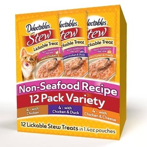 lot 30220 image: Delectables Chicken, Duck and Cheese Cat Treats Pouch - 12ct