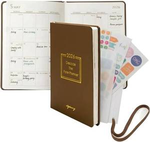 lot 30230 image: 2026 Life Planner with Removable Folder and Elastic Bookmark, Daily Organizer with Forecast, Calligraphy Practice, Habit Tracker, To-Do Lists, and Weekly Layout, Brown