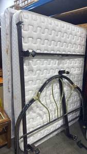 lot 949 image: Queen size bed with box spring, frame and head board