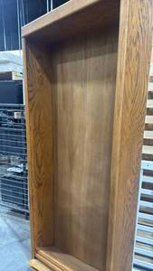 lot 953 image: 5 shelf wooden book case needs pegs to hold shelves 84x36x10