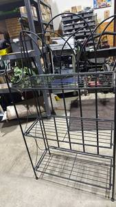 lot 985 image: Black Metal Bakers  Rack Plant Stand 47x24x11
