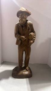 lot 1003 image: vintage hand-carved wooden figurine 19 inches tall