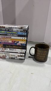 lot 1032 image: John Wayne DVDs and coffee mug