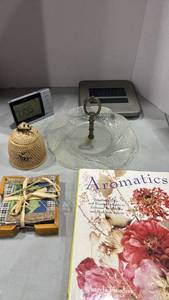lot 1046 image: Honey pot, glass serving tray and more