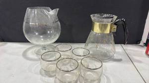 lot 1078 image: Mid Century martini pitcher, cups and more