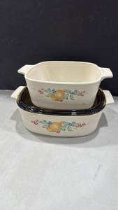 lot 1079 image: Corning Ware Abundance Pattern Casserole dishes