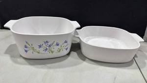 lot 1080 image: Corning Ware Blue Bell Pattern Casserole Set