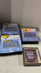 lot 1124 image: NKJV Audio Bible CD Collection with Decorative Sign