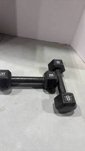 lot 1142 image: 8 lb Cast Iron Hex Dumbbells - Pair