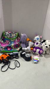 lot 1160 image: Mixed Toy Lot with Backpack and Binoculars