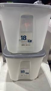 lot 1187 image: 2- 18 Gallon Clear Storage Tote Container with Gray Lid