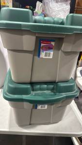 lot 1188 image: 2 Rubbermaid Rough tote Storage Box 16 Gallon