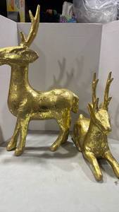 lot 1196 image: Gold Tone Decorative Reindeer Figurines taller one is 27 inches tall