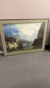 lot 1318 image: Framed signed print wall decor 32 x 40 in