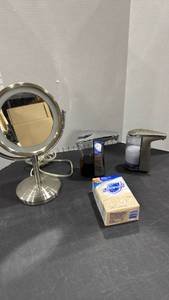 lot 1423 image: Vanity mirror swivels, 4 pack bar soap and 2 soap dispensers