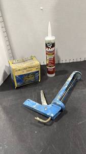 lot 1433 image: Square drive screws, caulking gun and Dap silicone