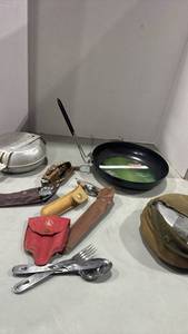 lot 1457 image: Aluminum mess kits and other camping items