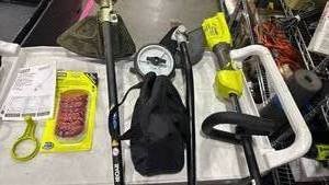 lot 1466 image: Ryobi Straight Shaft String trimmer and edger with battery and string