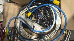 lot 1491 image: Mixed Computer Cable Lot with Power Strip