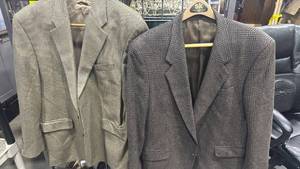 lot 1506 image: Ralph Lauren and Cricketeer Gray Plaid Sport Coats one has tear inside pocket