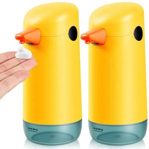 lot 16309 image: 2 Piece Automatic Yellow Duck Soap Dispenser - Foaming, Touchless, Battery Powered for Bathroom & Kitchen - Retail $31