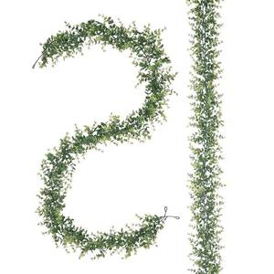 lot 16311 image: 2 Pack Artificial Eucalyptus Garland, 5.5ft Faux Eucalyptus Vines with Lifelike Silver Dollar Leaves, Handmade Greenery Garland for Wedding Arch Decor, Table Runner, Home Party Backdrop - Retail $20