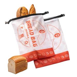 lot 16344 image: 2 Pack Reusable Bread Bags for Homemade Bread��Sourdough Baking Supplies��Freezer Bread Storage Bag, Zipper Storage Container for Homemade Sourdough Bread Loaf - Retail $10