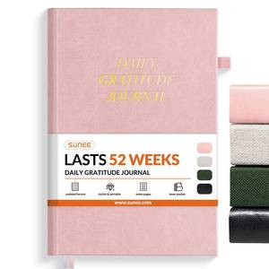 lot 16346 image: Daily Gratitude Journal 52 Weeks Simple 5 Minute Journal for Daily Reflection, Build Positivity and Mindfulness, Undated Minimalist Planner for Women & Men (Pink) - Retail $13