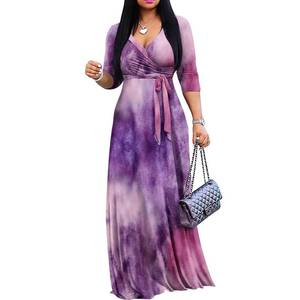 lot 16357 image: Maxi Dress for Women Casual 34 Sleeve V Neck Semi Formal Dresses Classy High Waist Wedding Guest Long Dress(XL) - Retail $30