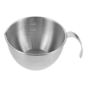 lot 16360 image: Stainless Steel Mixing Bowl with Handle, Silver Small Kitchen Prep Bowl with Marked Scale for Cooking, Baking and Meal Prep - 600ml20.2oz - Retail $17