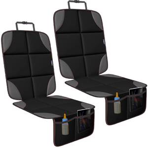 lot 16374 image: Car Seat Protector for Child Car Seat, 2 Pack Waterproof 600D Carseat Cover for BabyPets with Non-Slip Backing, Thick Padding, Mesh Pockets - Leather Seat Protector for Cars, SUV, Truck (Black) - Retail $23