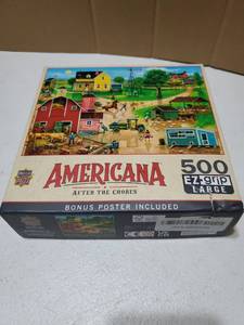 lot 16375 image: MasterPieces 500 Piece EZ Grip Jigsaw Puzzle for Adults, Family, Or Youth - After The Chores - 19.25x26.75 - Retail $17