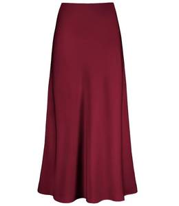 lot 16401 image: Womens Satin High Waisted Maxi Skirts Hidden Elasticized Waistband A Line Long Skirt Wine Red - Retail $28